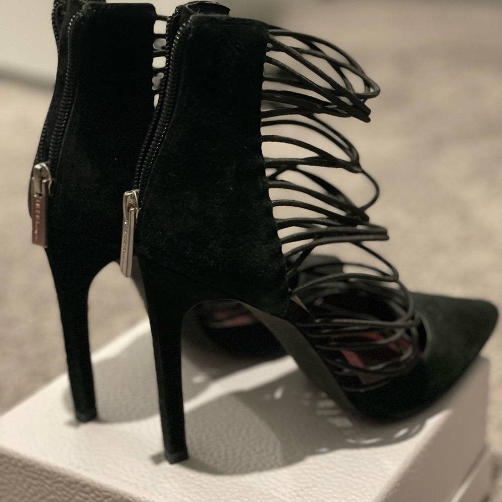 BCBGeneration Black Strappy Ankle Booties